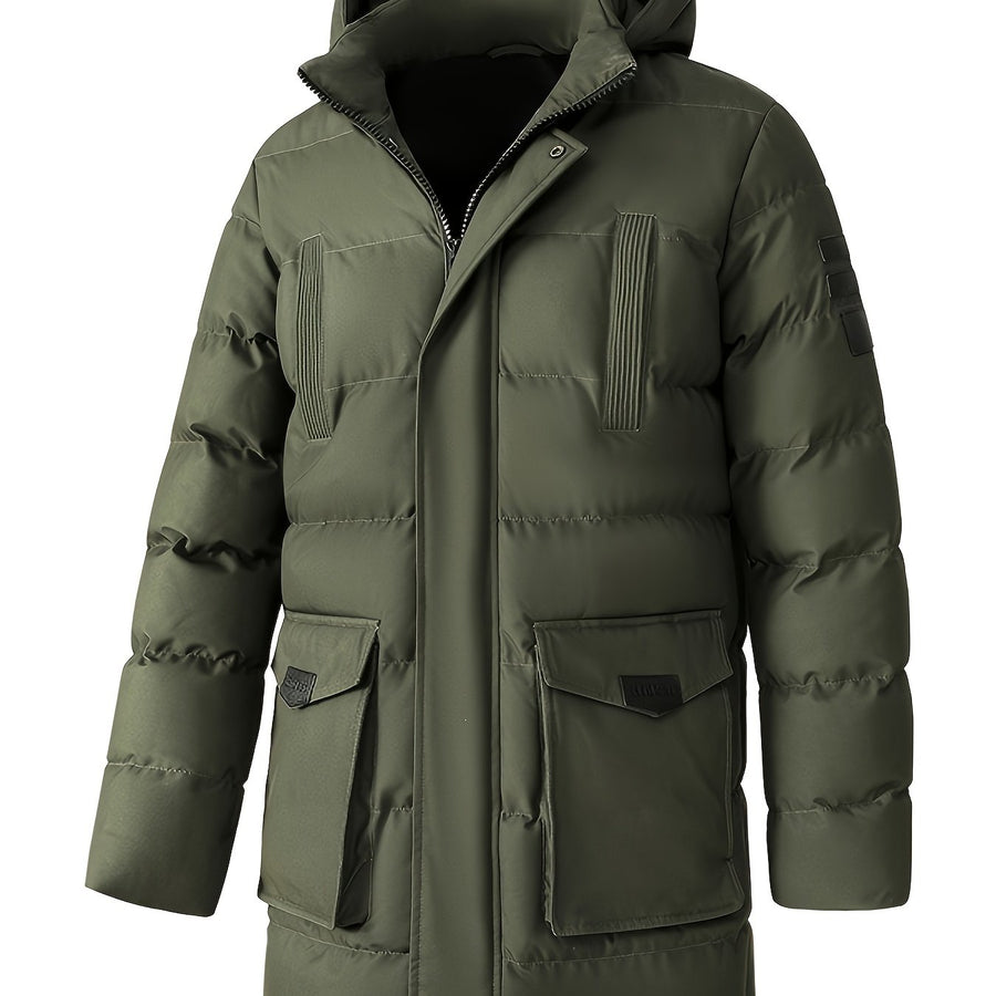 Veste long, grandes tailles, à capuche, coloris armée verte