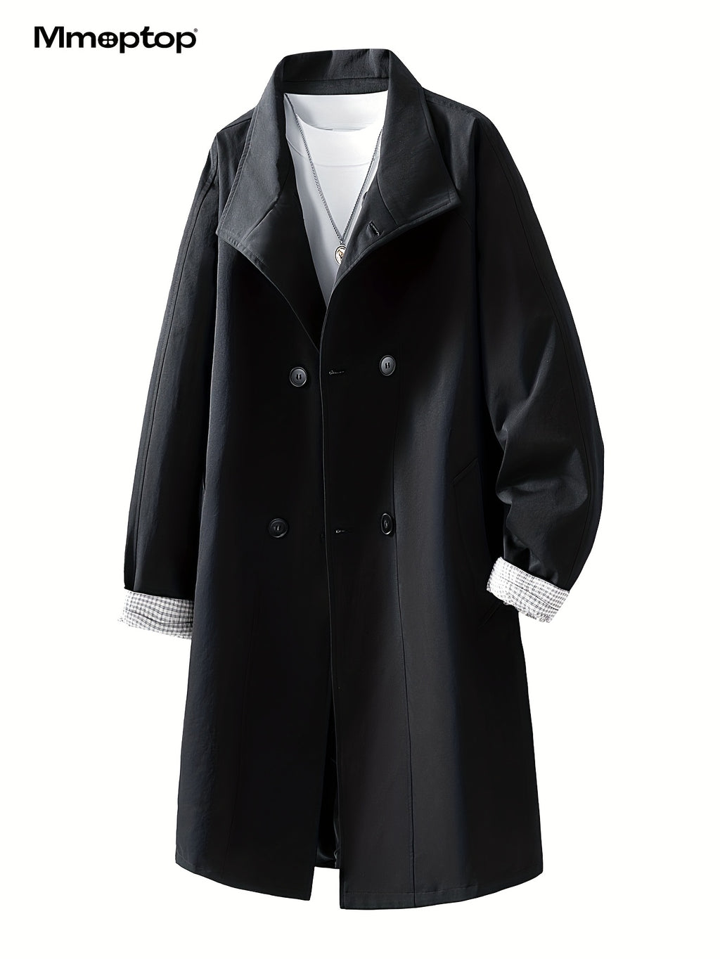 Manteau long pour homme, à col montant