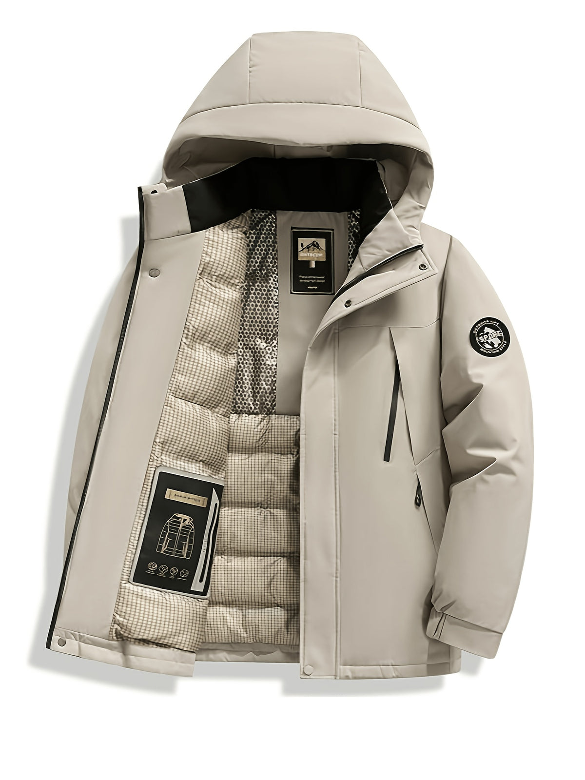 Manteau matelassé pour homme, à capuche, jaune