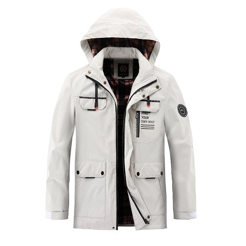 Veste, coupe-vent, à capuche, rouge brique, photo 17