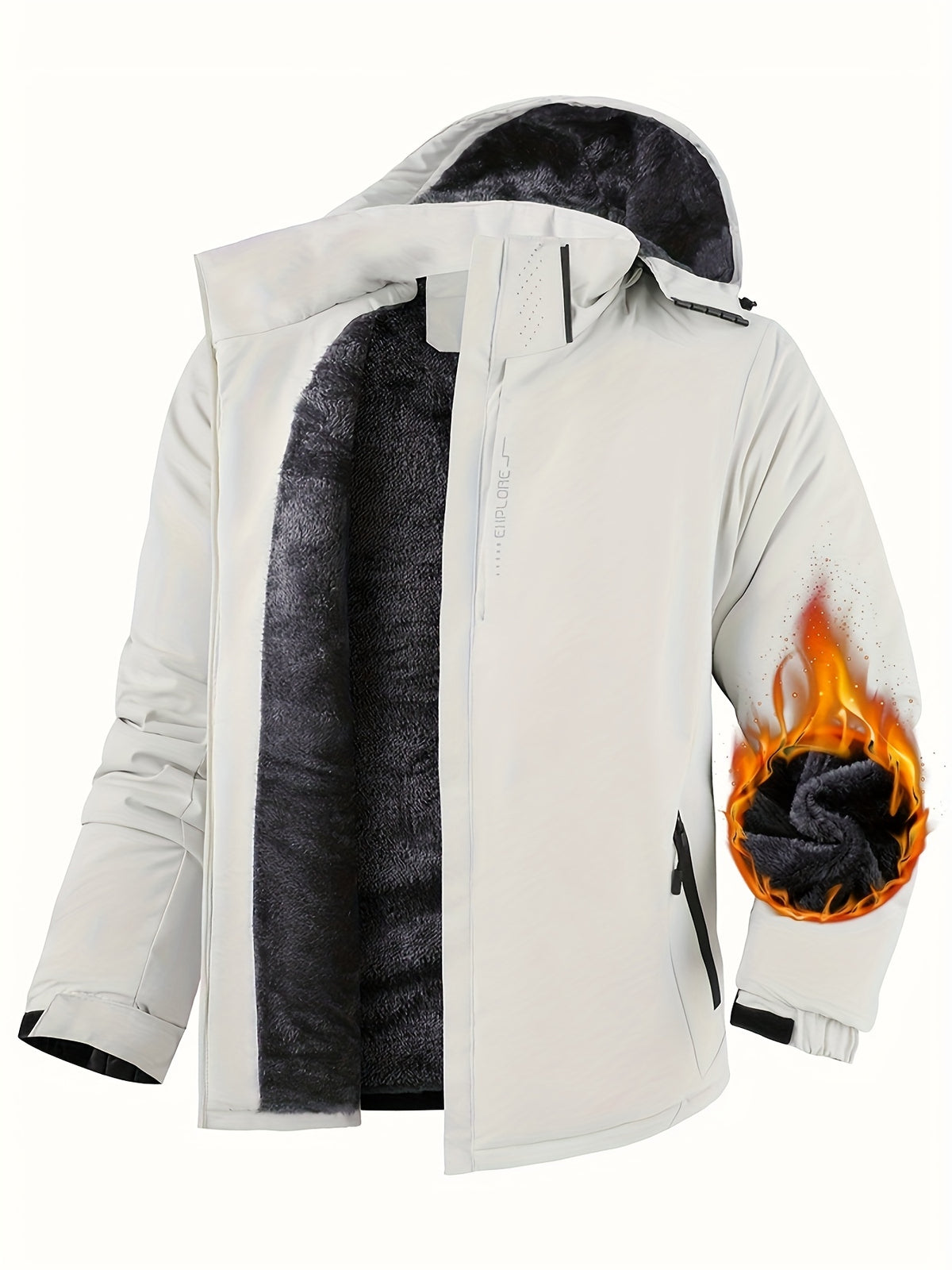 Veste matelassée pour homme, polaire, à capuche, gris foncé