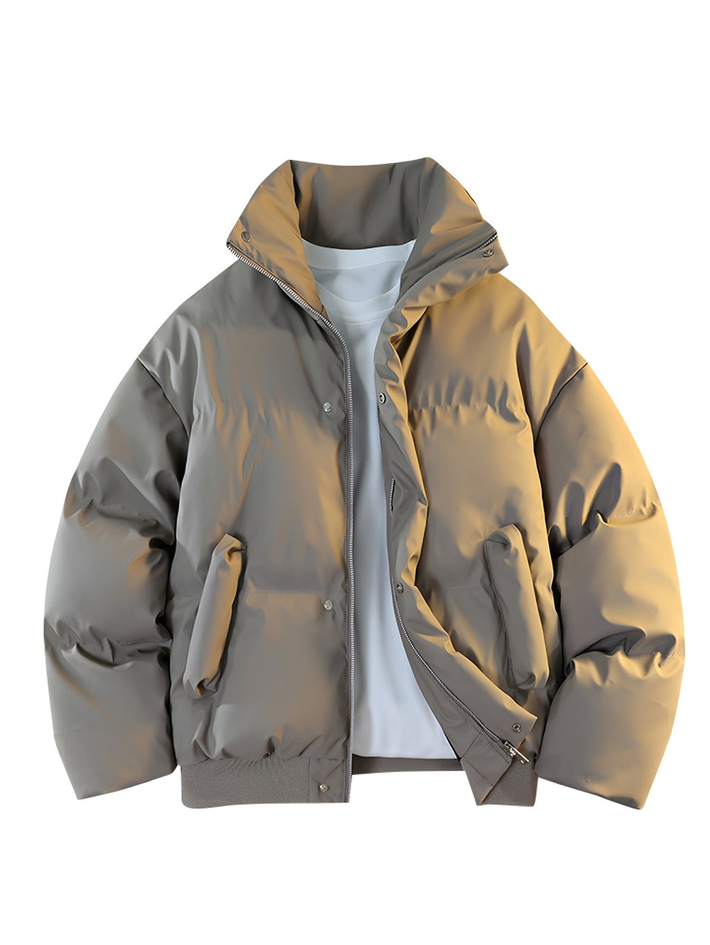 Manteau matelassé pour homme, coupe-vent, à revers, abricot