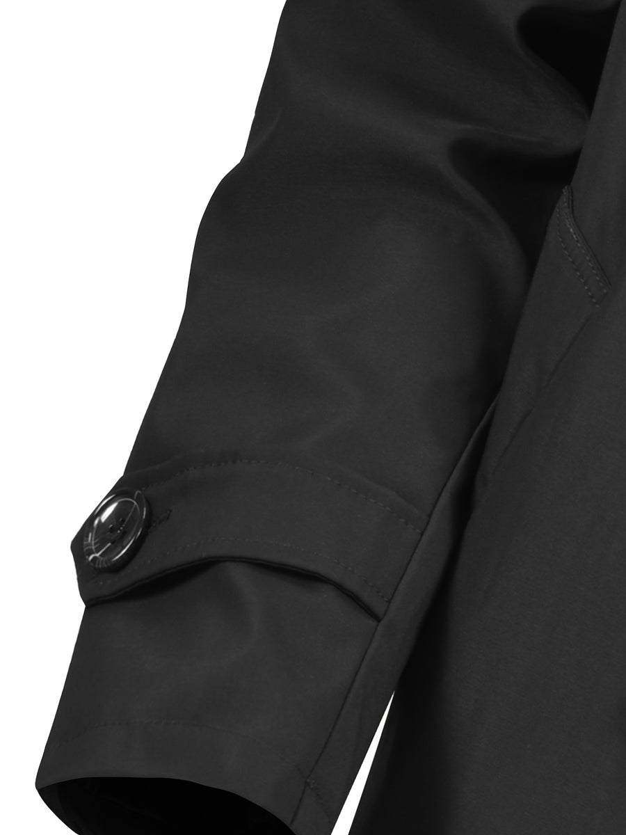 Trench long, coupe-vent, à revers, détail du vêtement