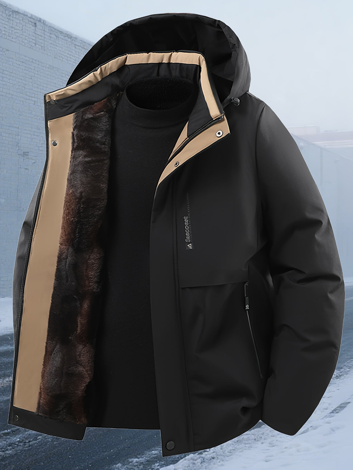 Parka matelassée pour homme, capuche amovible