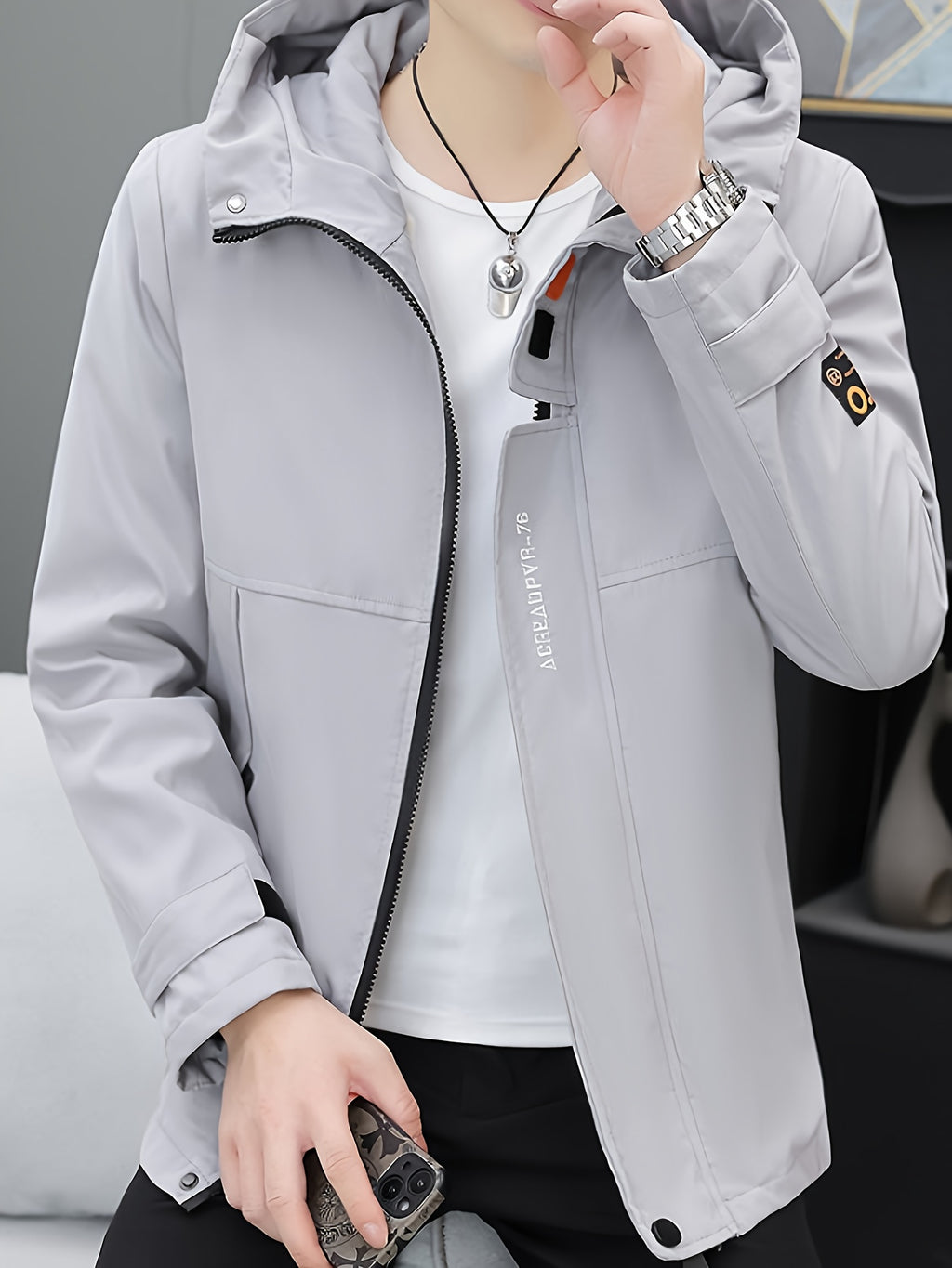 Veste pour homme, à capuche, 1x05 vêtements yijia-r6618 noir