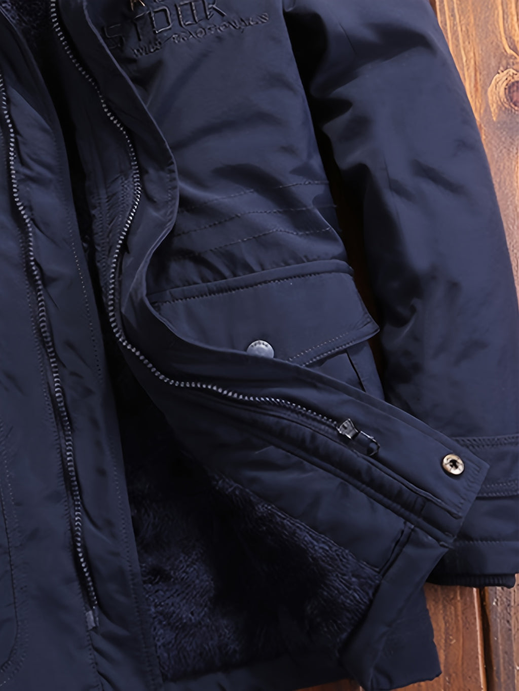 Veste pour homme, polaire, à capuche, bleu foncé