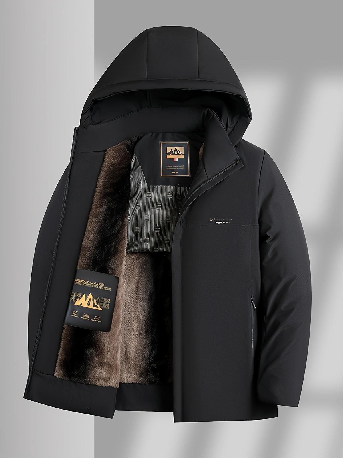 Parka pour homme, coupe-vent, à capuche, noir