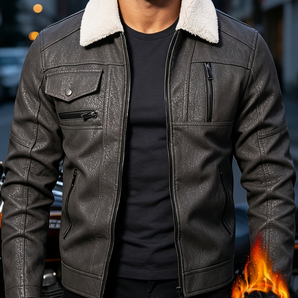 Veste, coupe-vent, à revers, noir, coloris gris foncé
