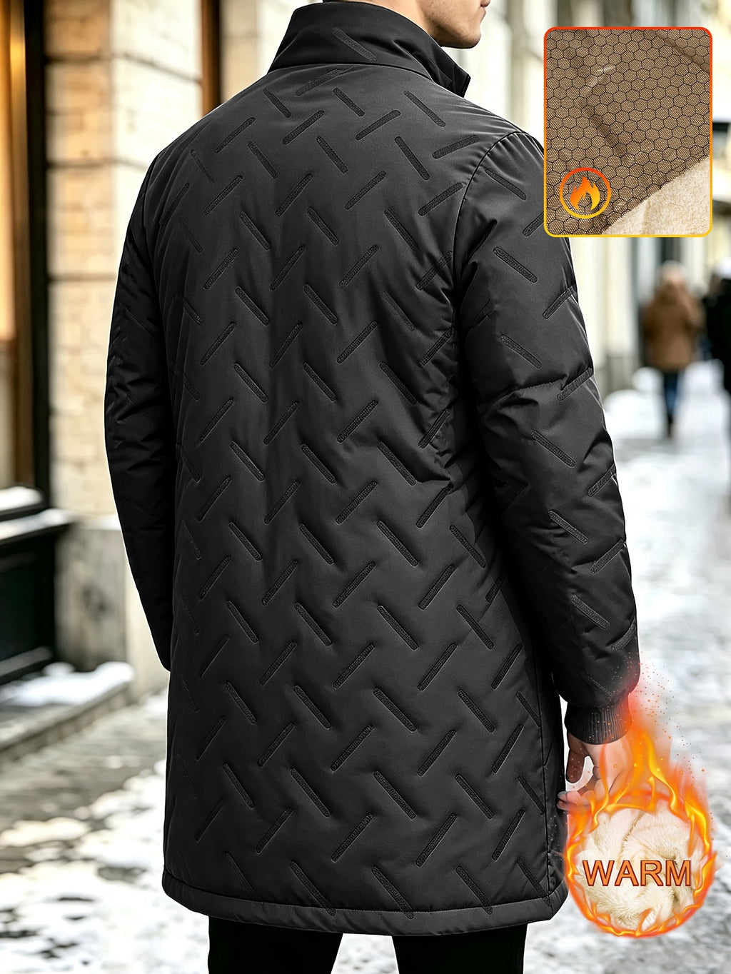 Veste matelassée long pour homme, à col montant