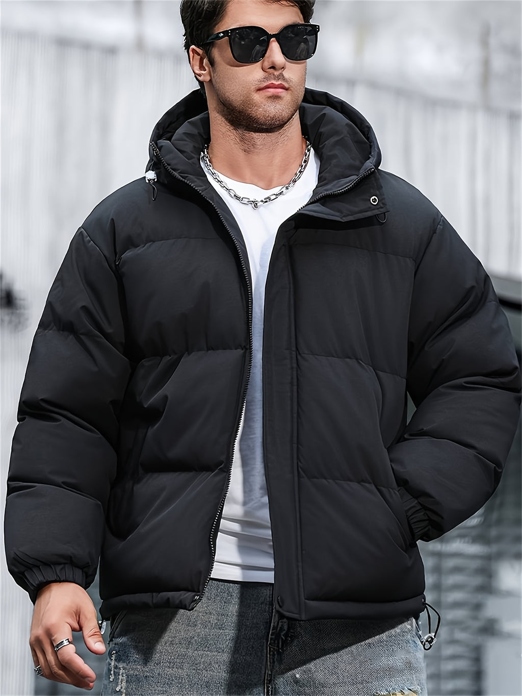 Veste pour homme, coupe-vent, à capuche, zone grise
