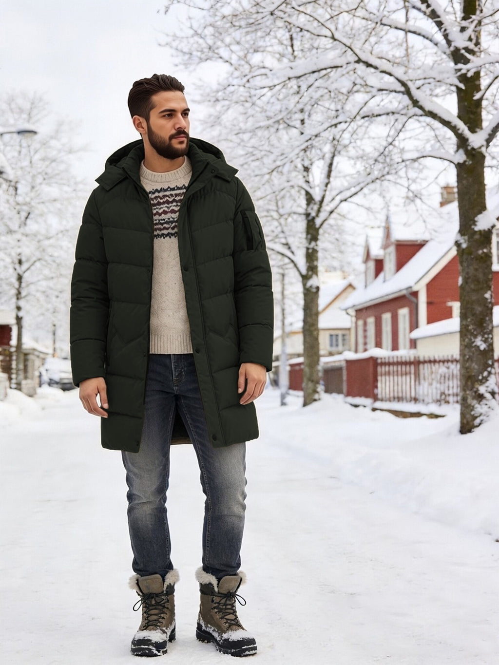 Manteau matelassé pour homme, capuche amovible
