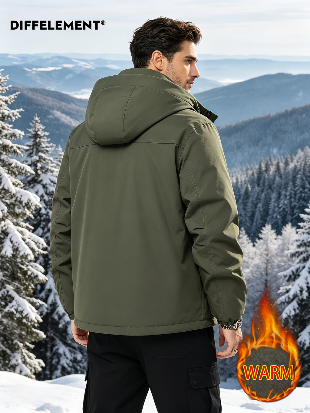 Manteau matelassé pour homme, coupe-vent, à capuche, noir