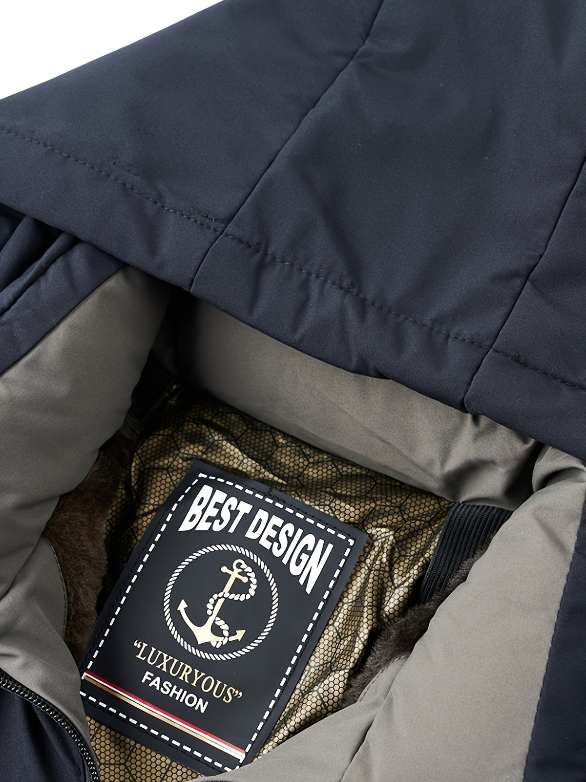 Manteau pour homme, capuche amovible, bleu marine