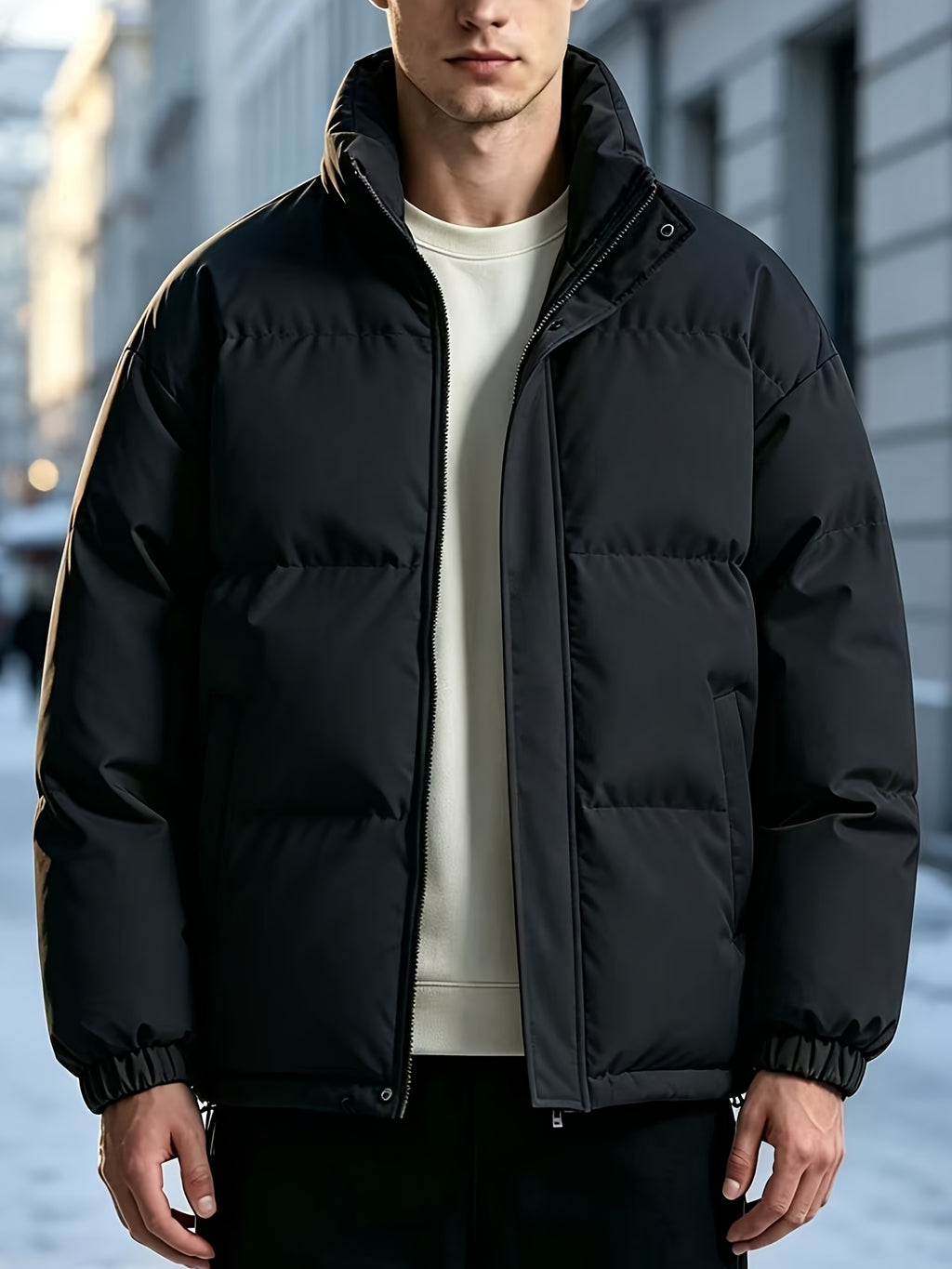 Veste pour homme, à col montant, rouge tendre
