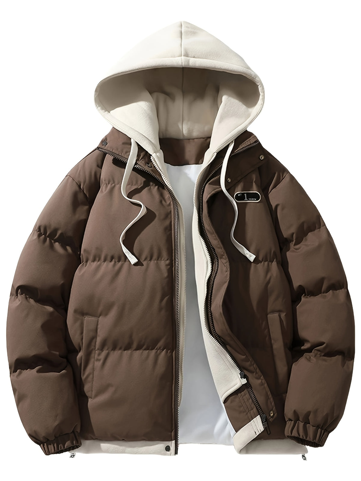 Manteau pour homme, à capuche, kaki foncé