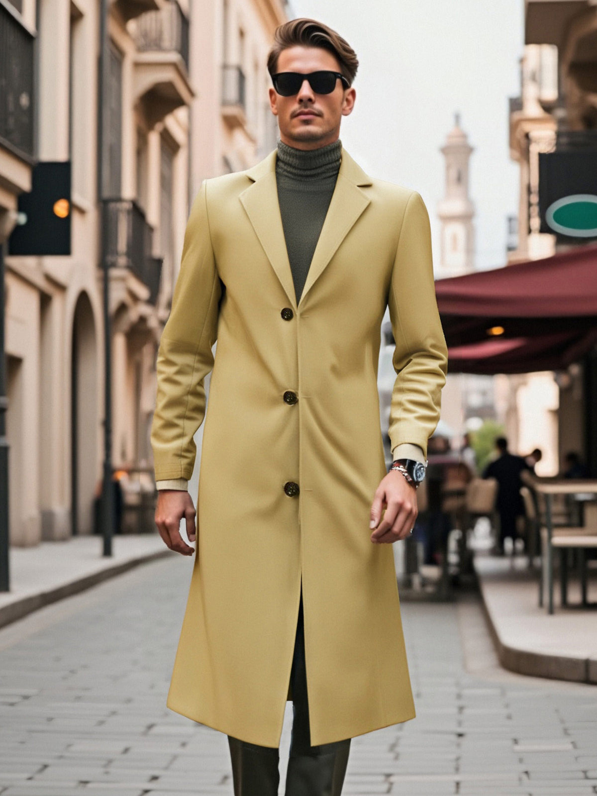 Trench long pour homme, à revers