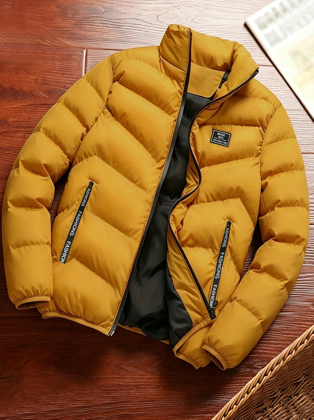Veste long pour homme, à col montant, jaune