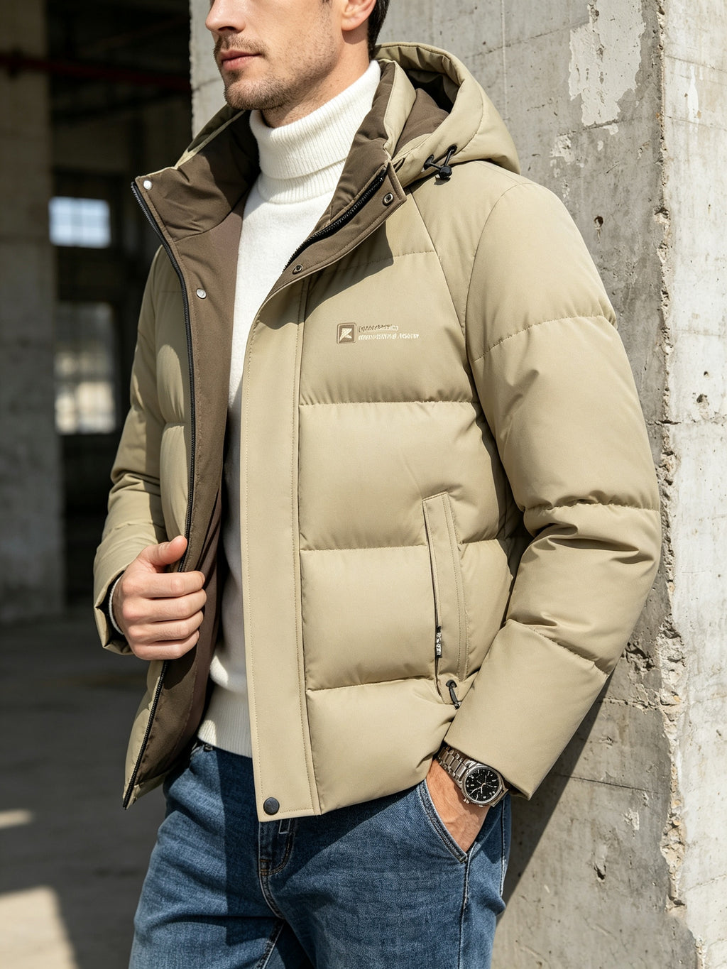Manteau pour homme, coupe-vent, à capuche, bleu marine