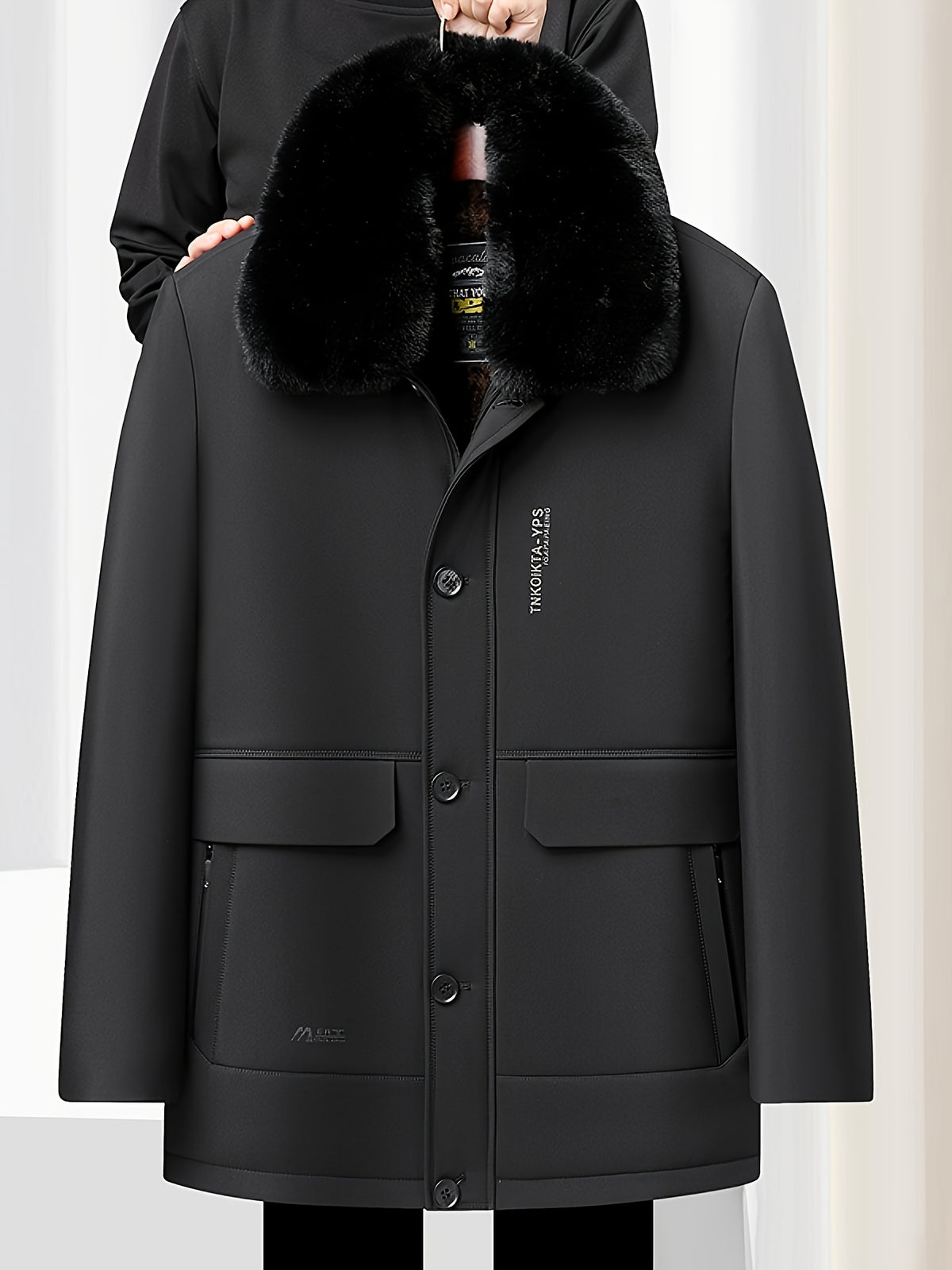 Parka en fausse fourrure pour homme, à capuche