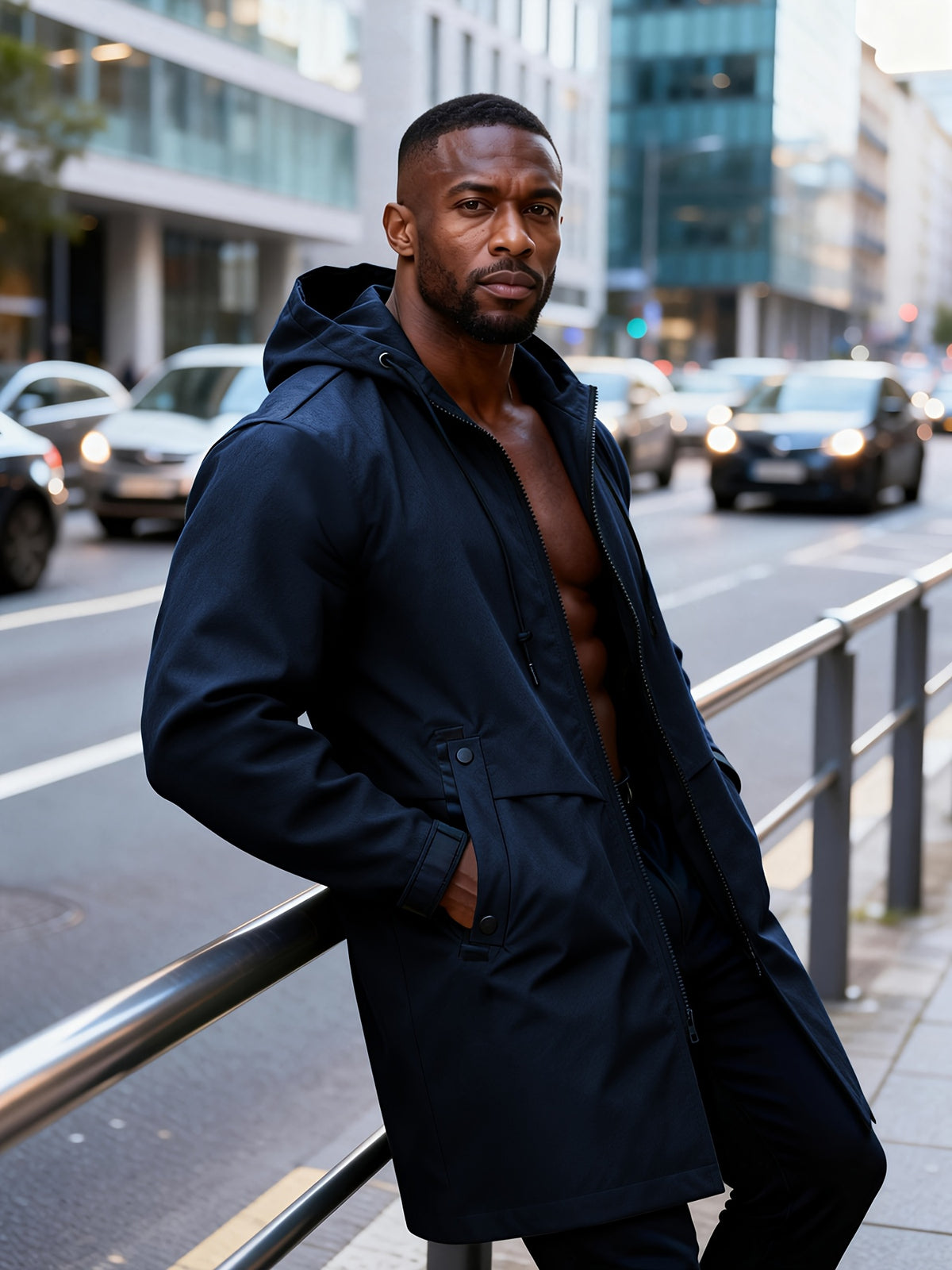 Veste pour homme, coupe-vent, à capuche, modele 4
