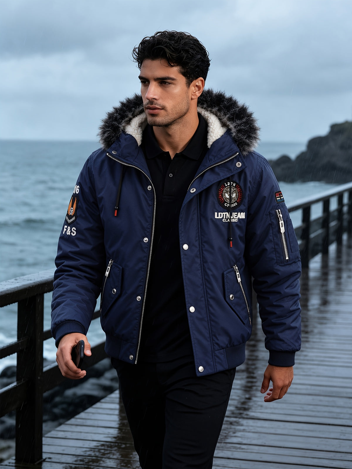 Veste pour homme, à capuche, bleu royal