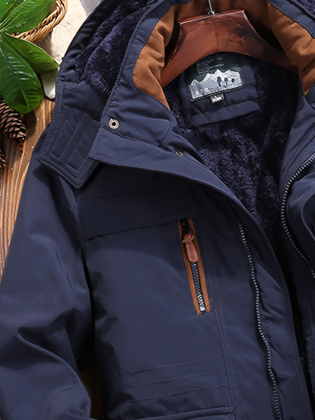Veste pour homme, polaire, à capuche, bleu foncé