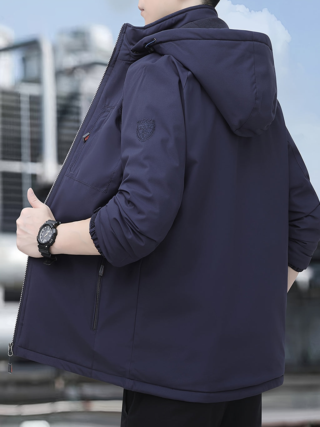 Veste matelassée pour homme, à capuche, bleu