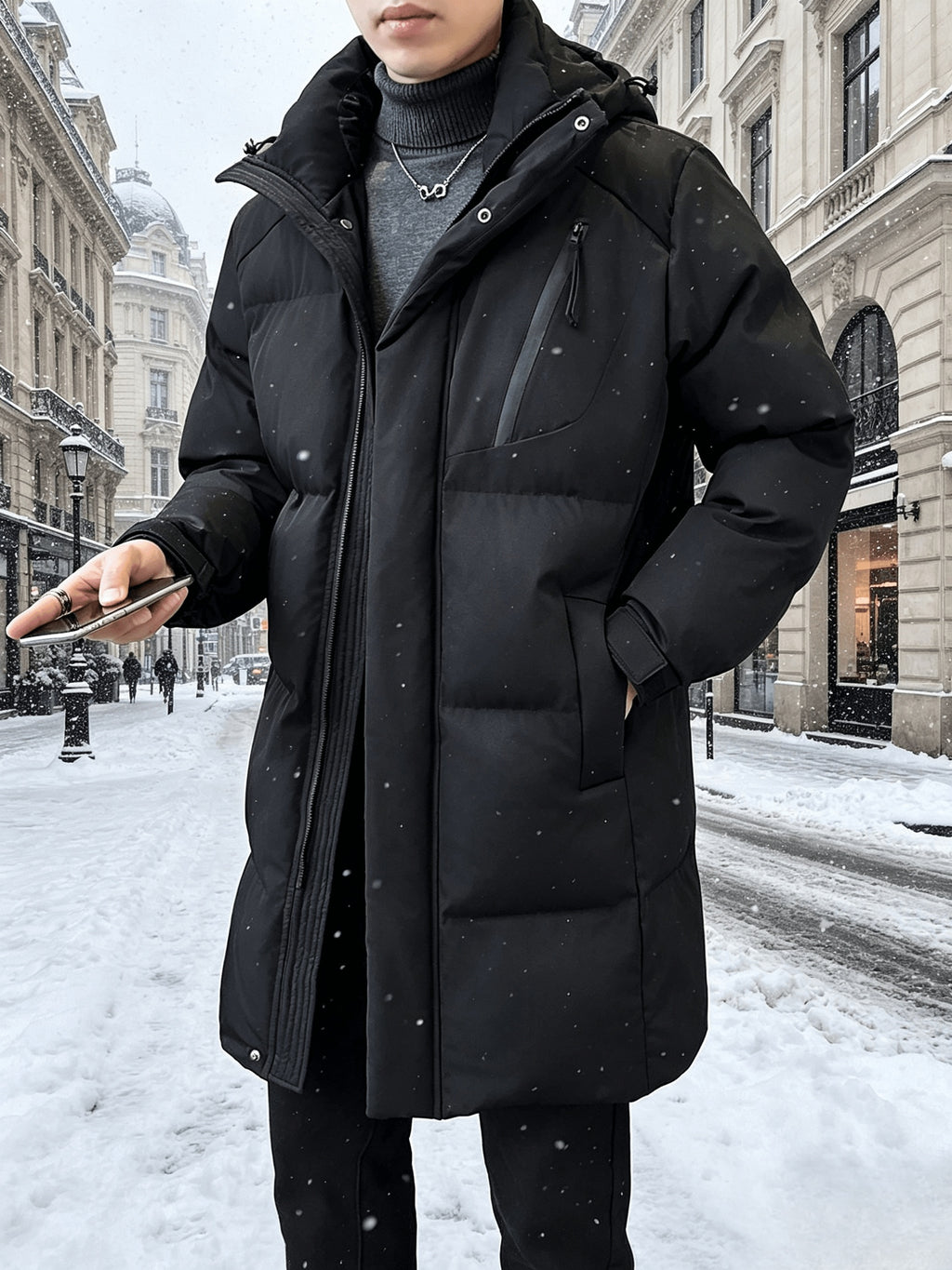 Veste matelassée pour homme, grandes tailles, à capuche, gris