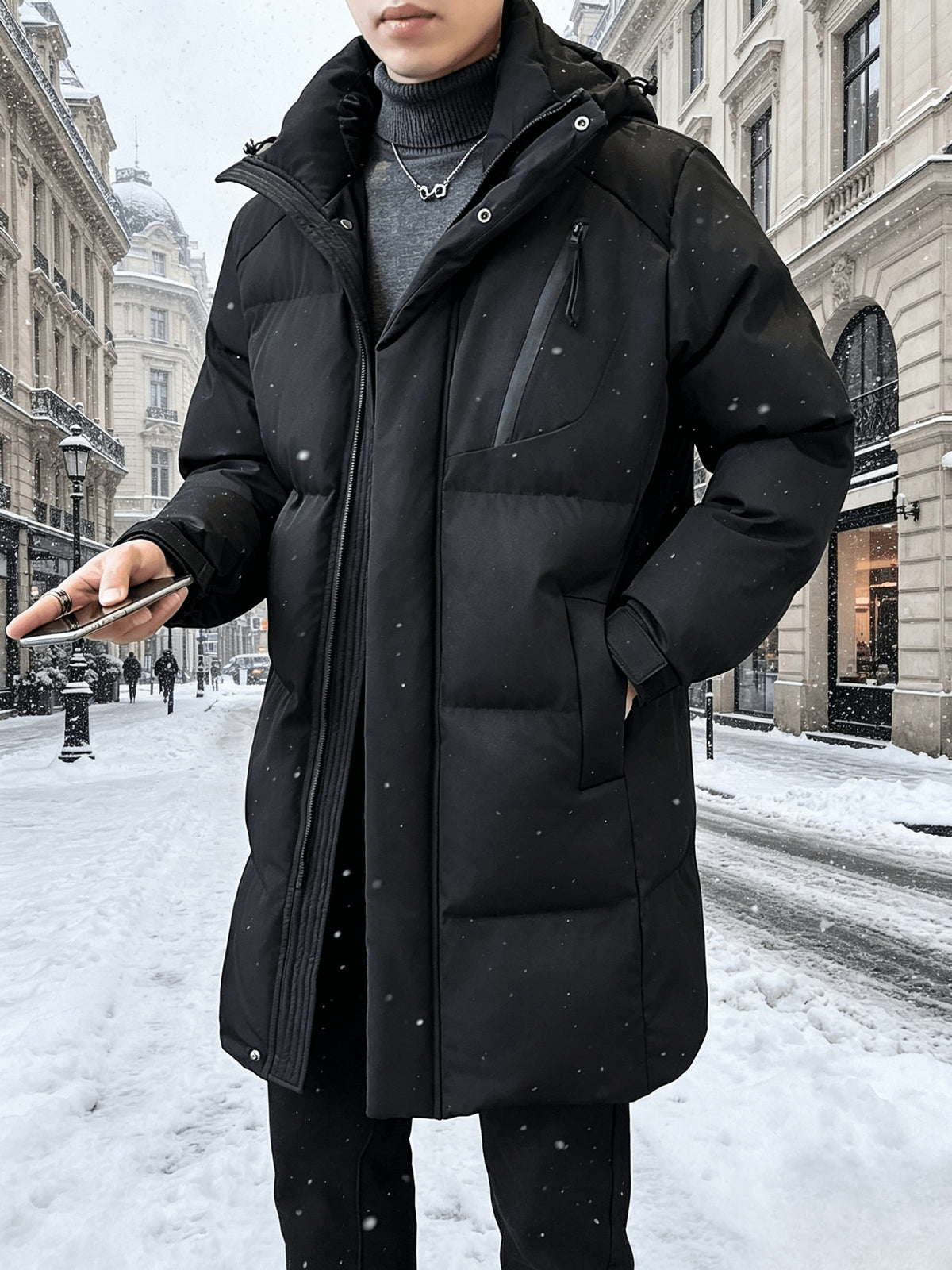 Veste matelassée pour homme, grandes tailles, à capuche, gris