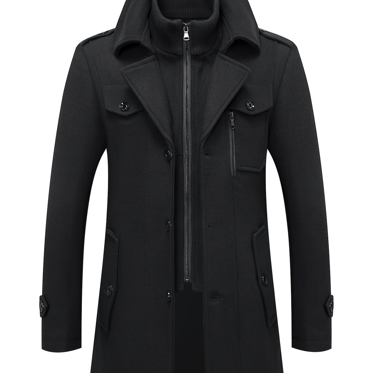 Manteau en laine, 30 % laine, à revers, orange, coloris noir Image