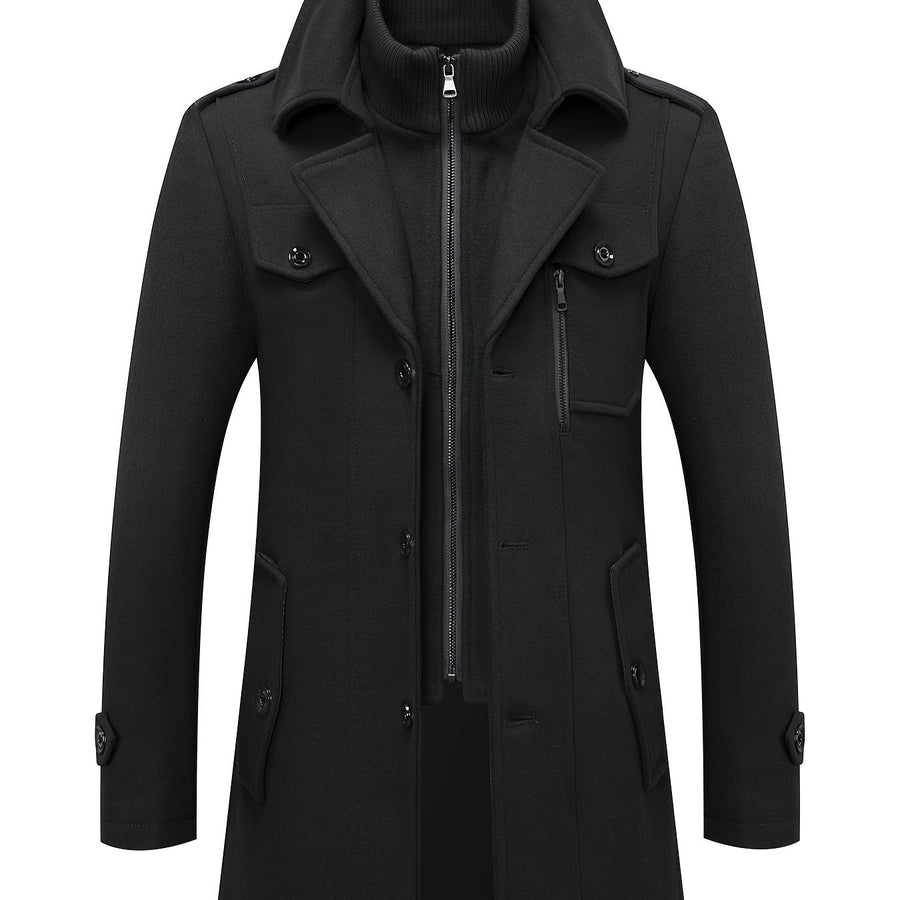 Manteau en laine, 30 % laine, à revers, orange, coloris noir