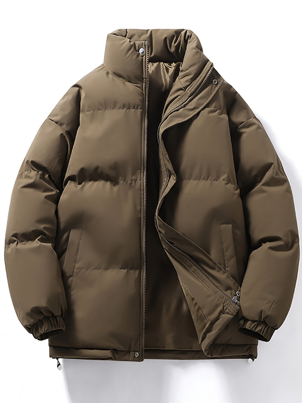 Manteau matelassé pour homme, à col montant, rouge tendre