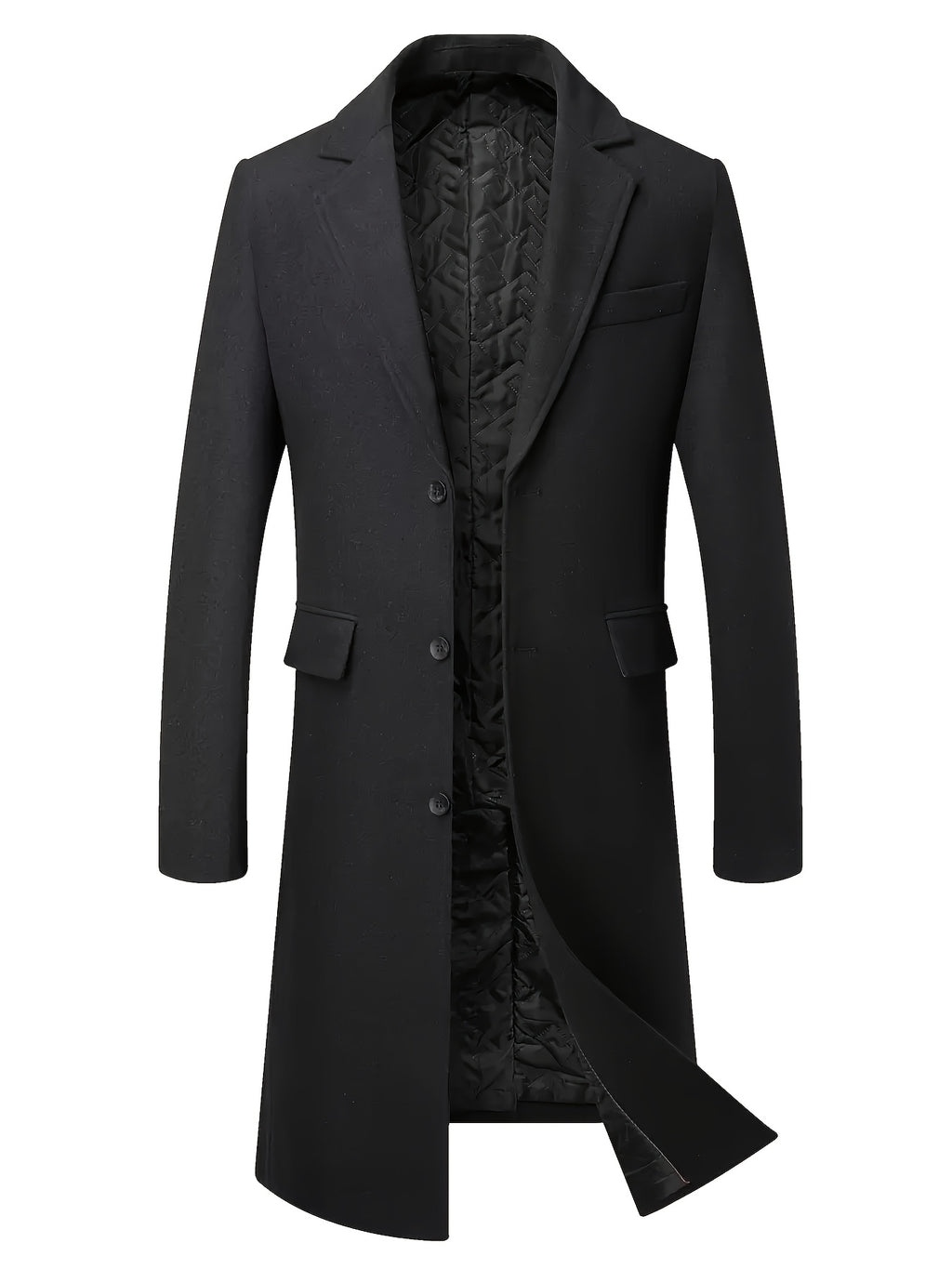 Manteau long pour homme en mélange de laine, col à revers