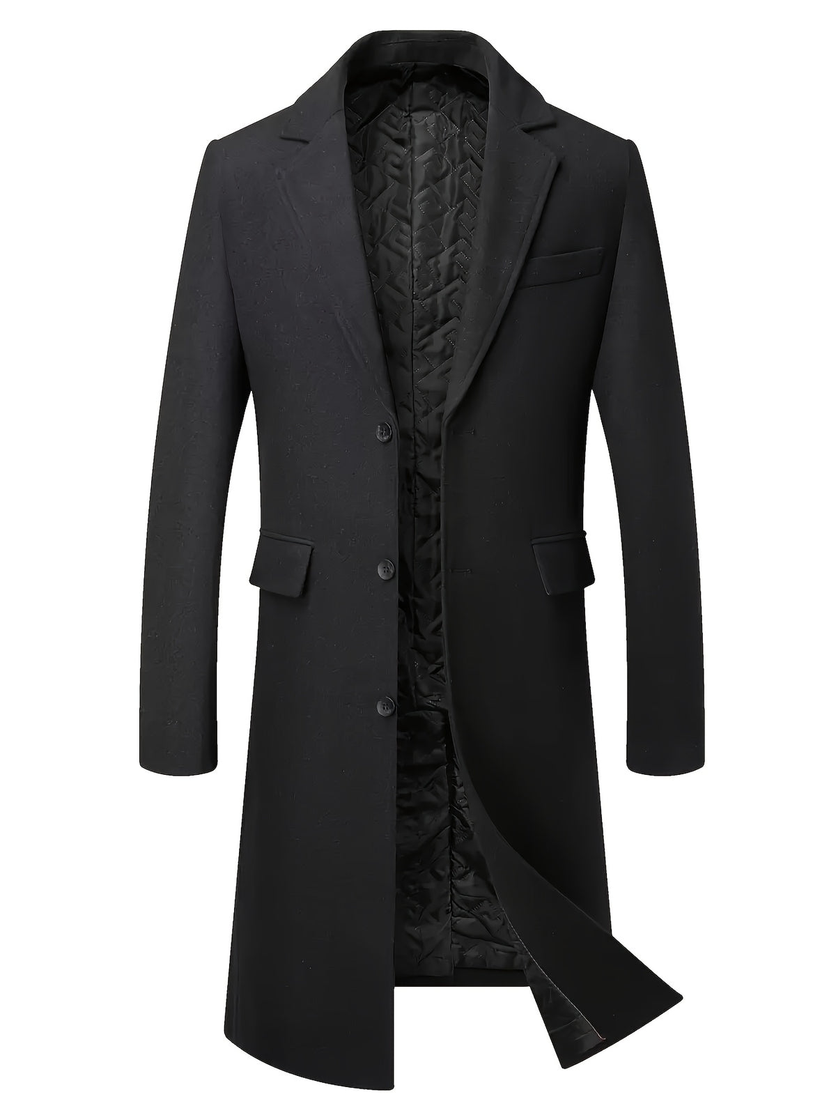 Manteau long pour homme en mélange de laine, col à revers