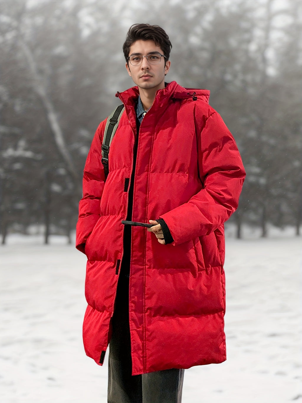 Manteau matelassé pour homme, à capuche, blanc
