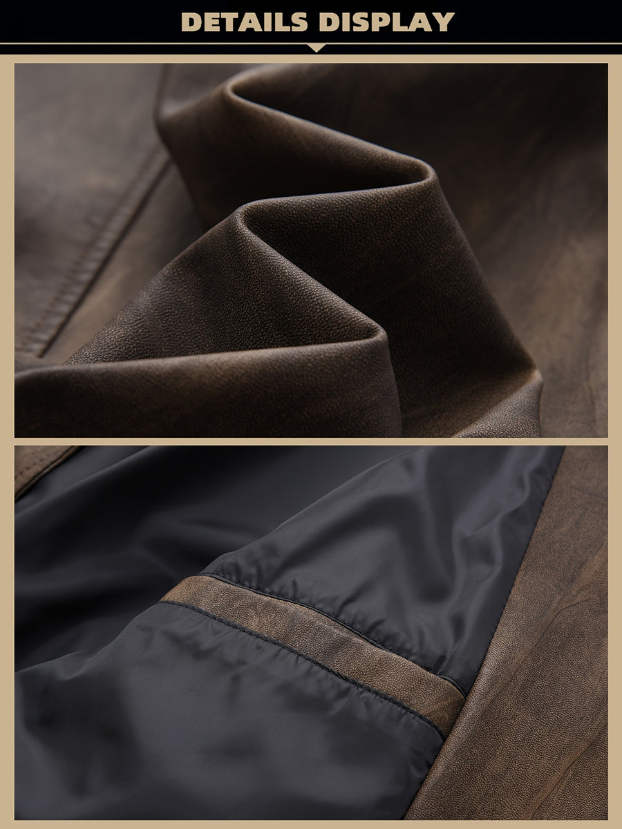 Manteau en cuir PU long, à revers, détail du vêtement