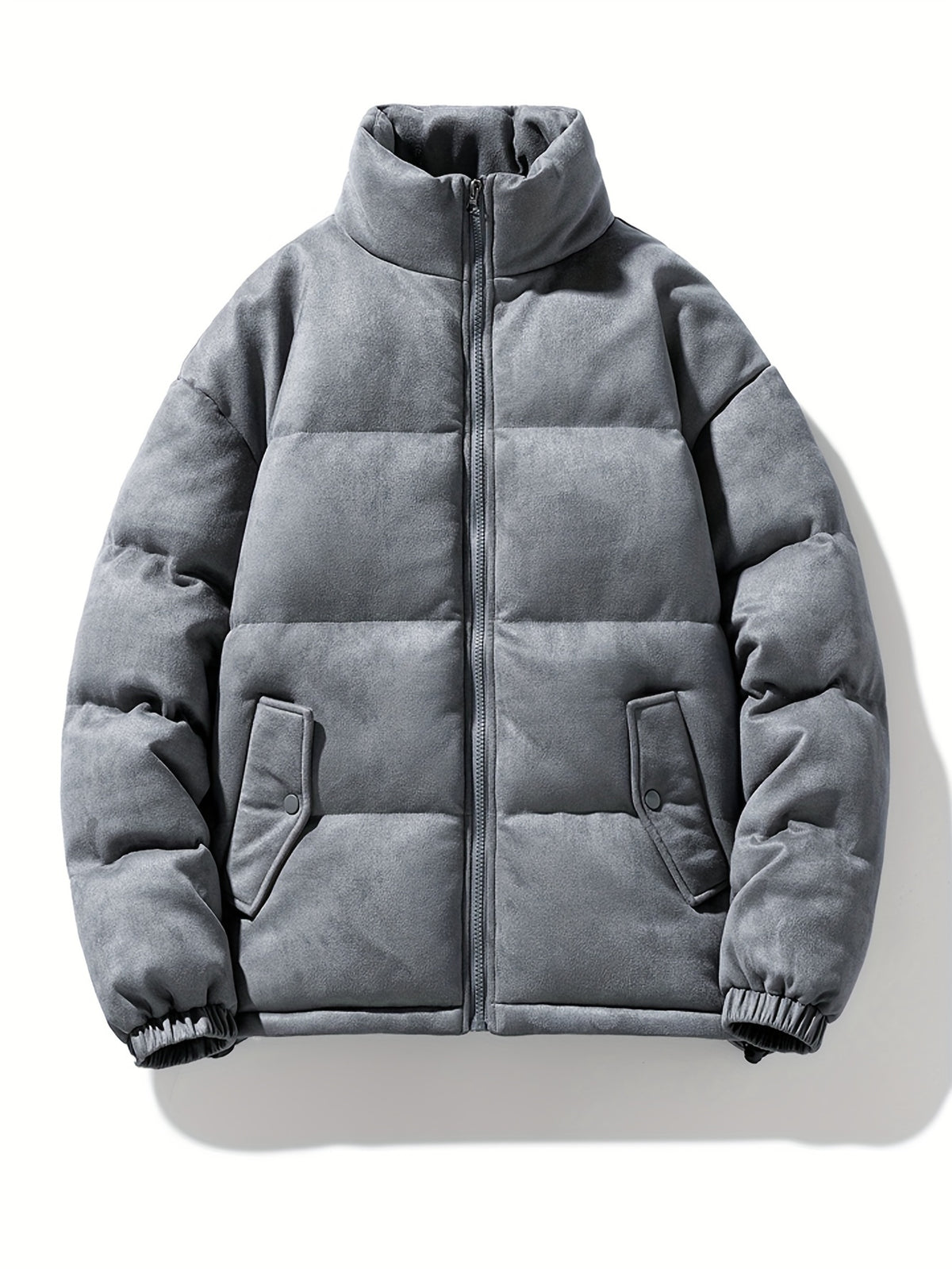 Veste pour homme, à col montant, noir brillant