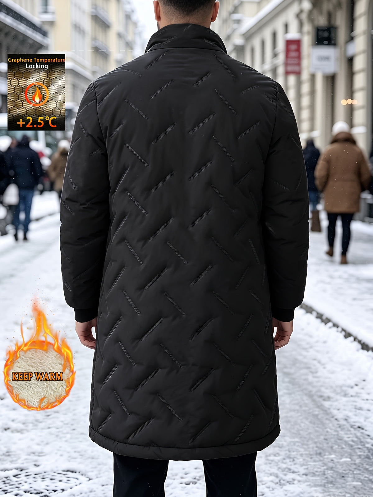 Veste long pour homme, coupe-vent, à col montant