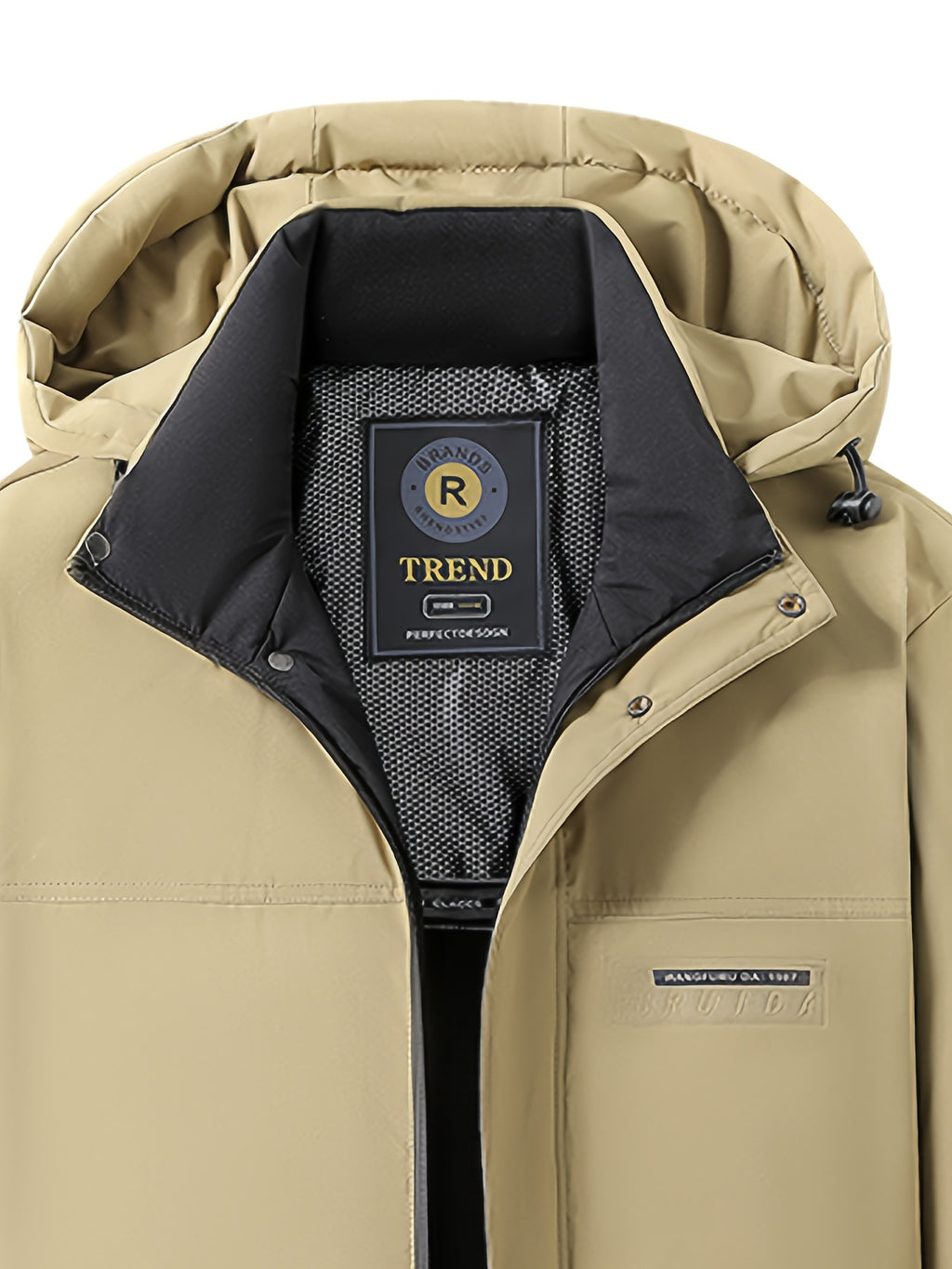 Manteau matelassé long pour homme, capuche amovible, noir