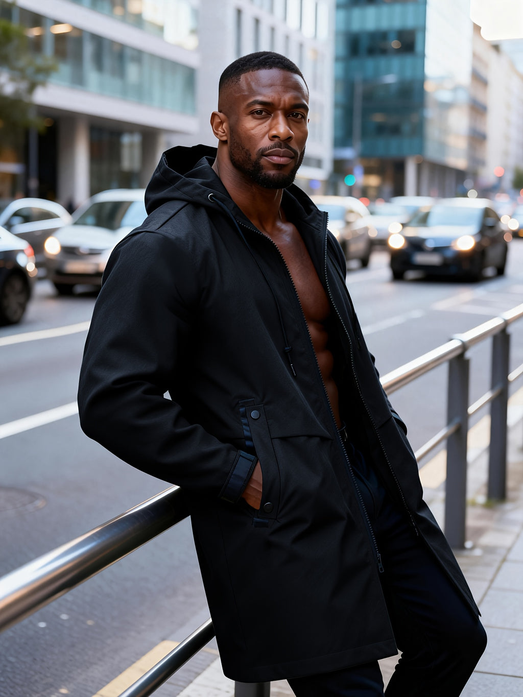 Veste pour homme, coupe-vent, à capuche, modele 4