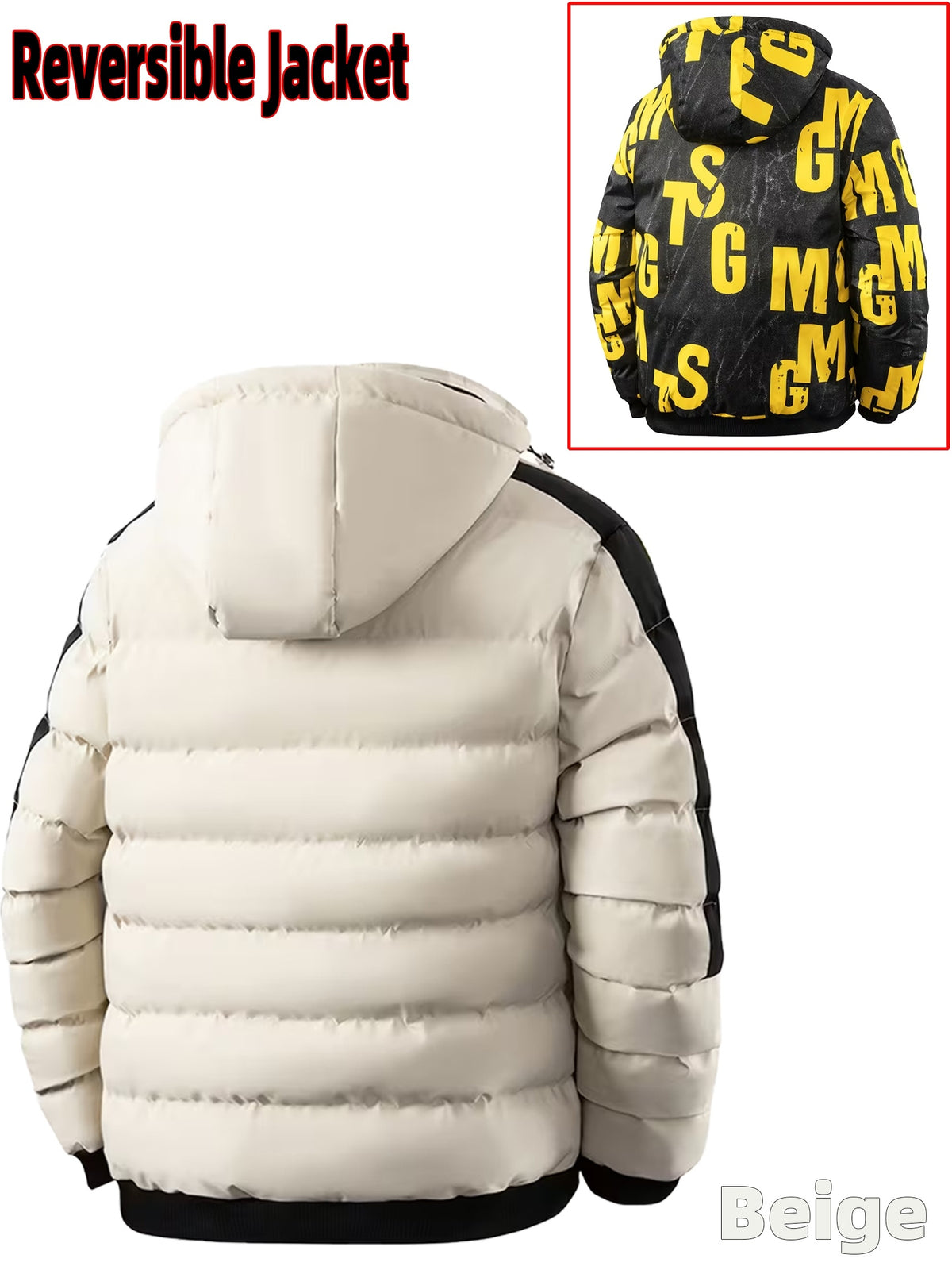 Manteau matelassé pour homme, capuche amovible, à col montant