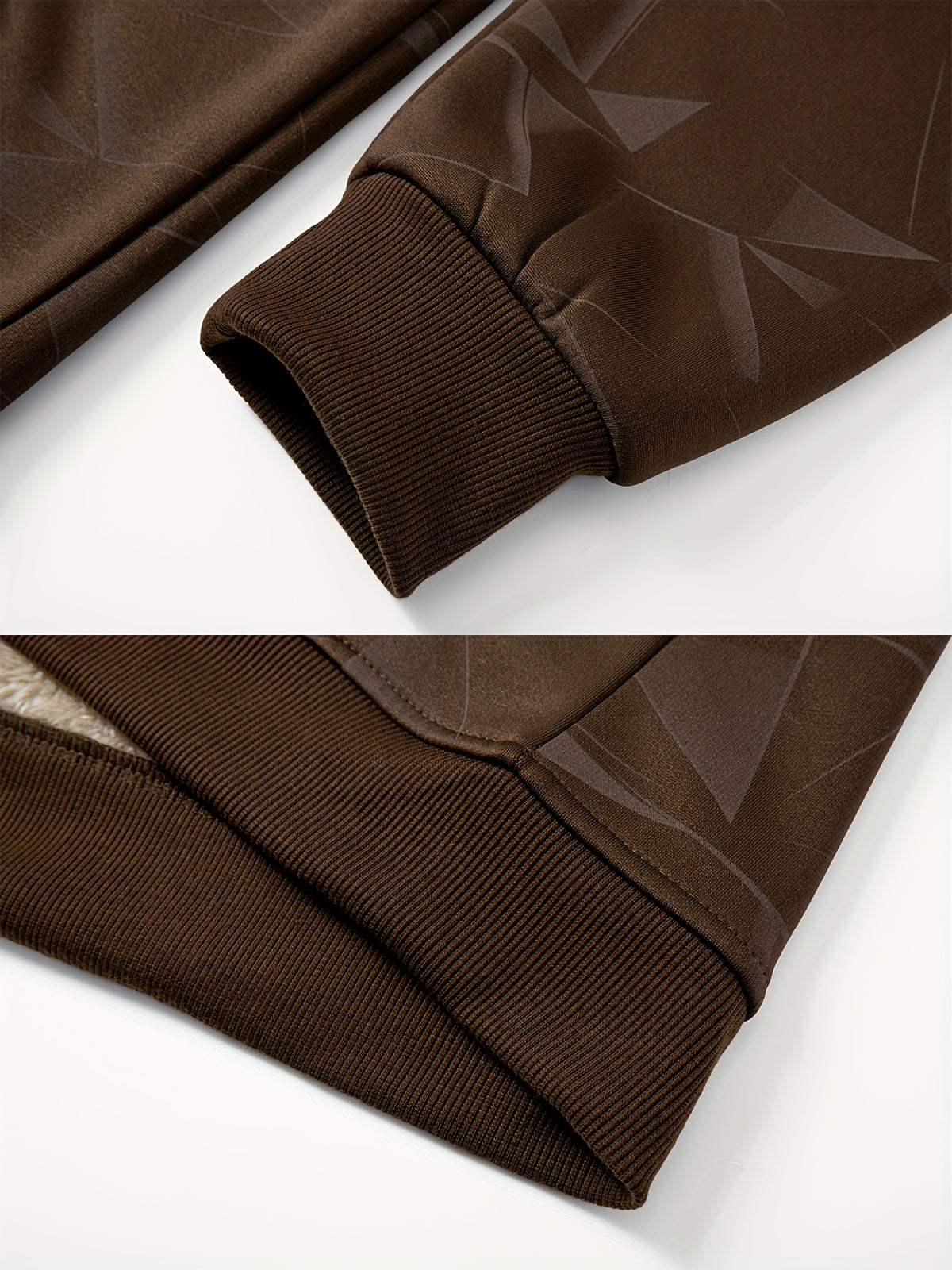 Manteau pour homme, polaire, à capuche, marron foncé