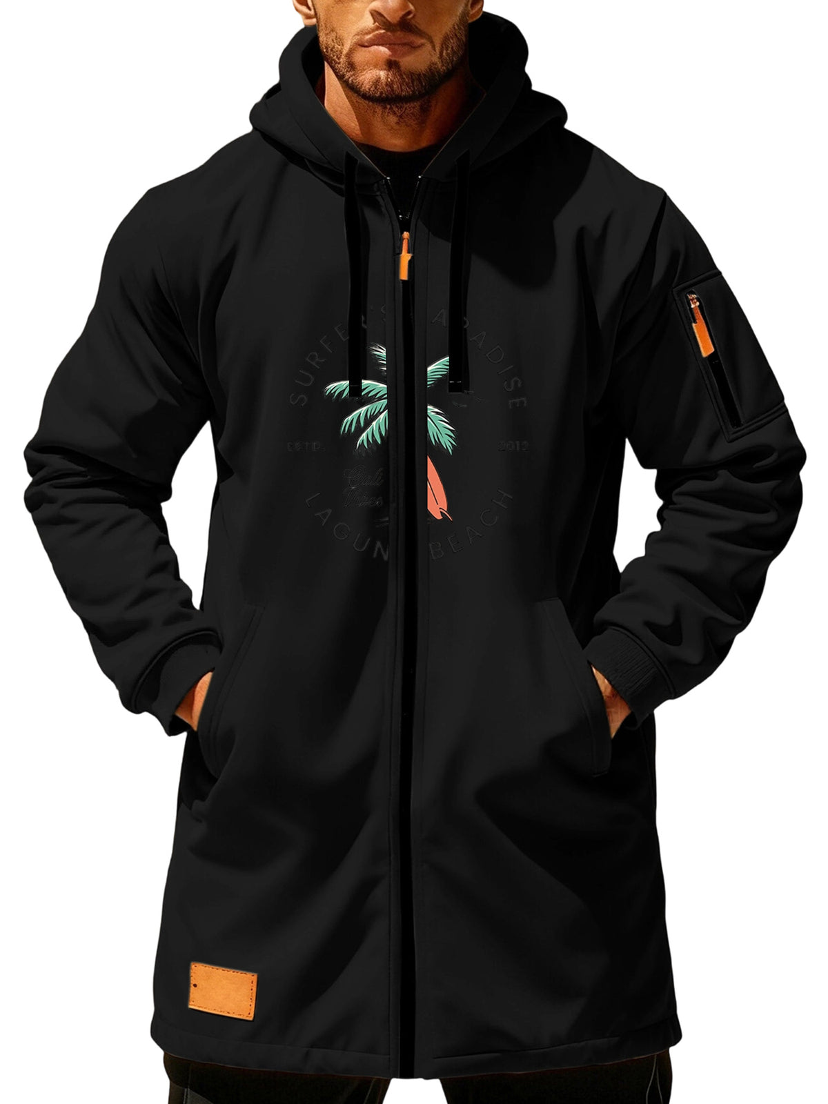 Manteau pour homme, à capuche, kaki