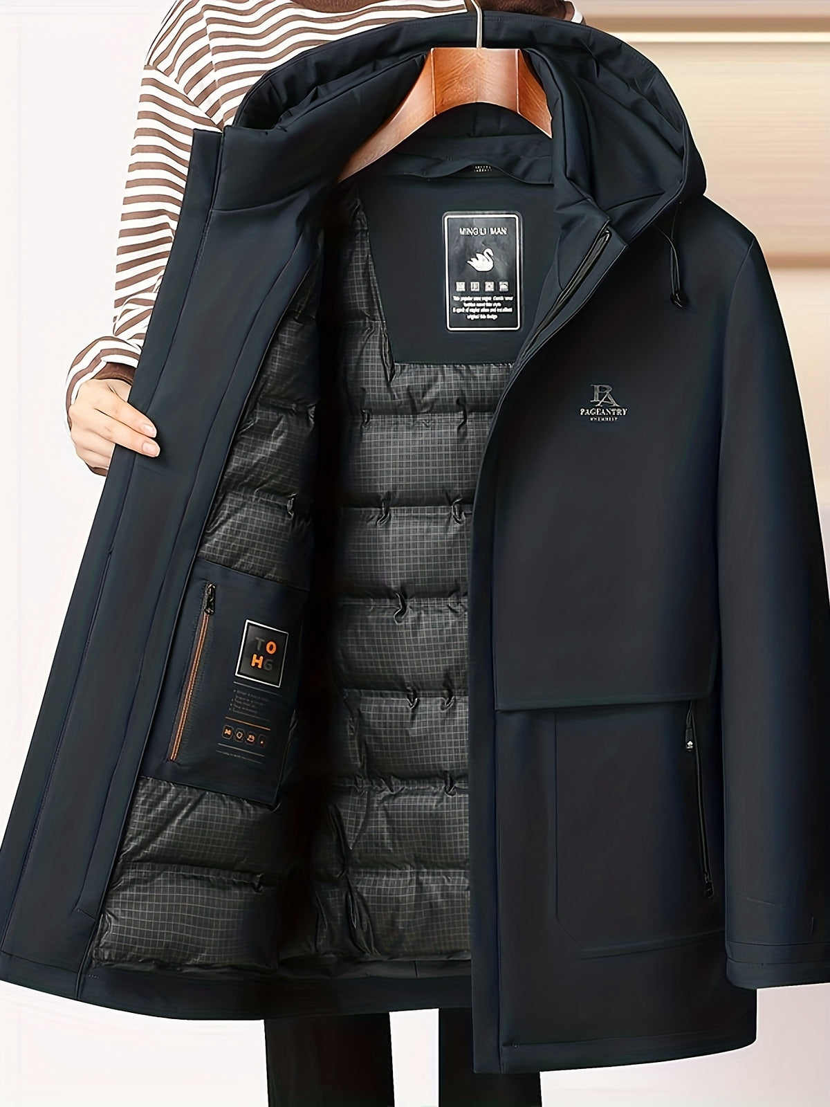 Veste long pour homme, à capuche, crevette verte