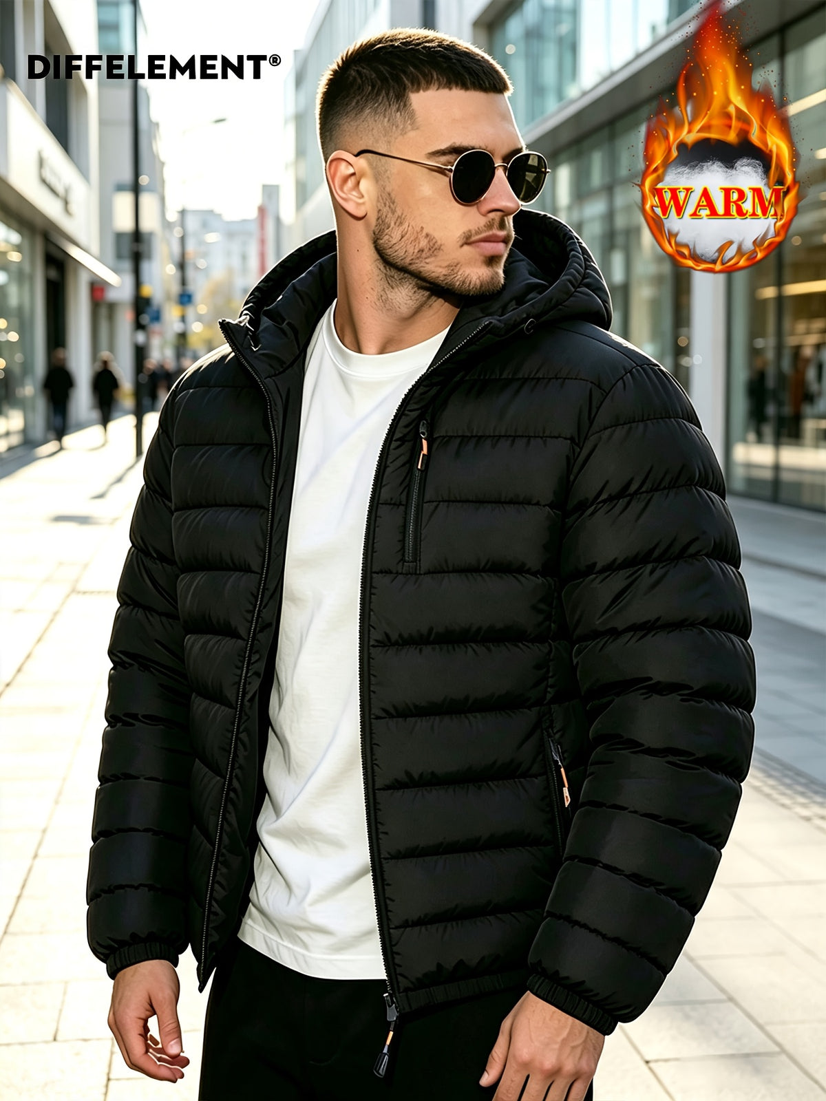Veste pour homme, coupe-vent, à capuche, gris