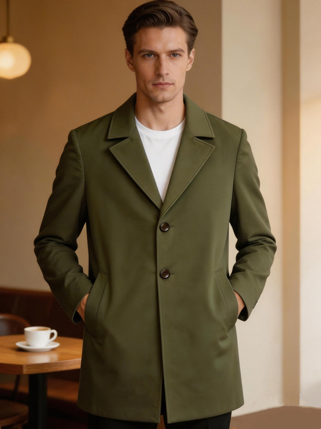 Trench pour homme, à revers, gris