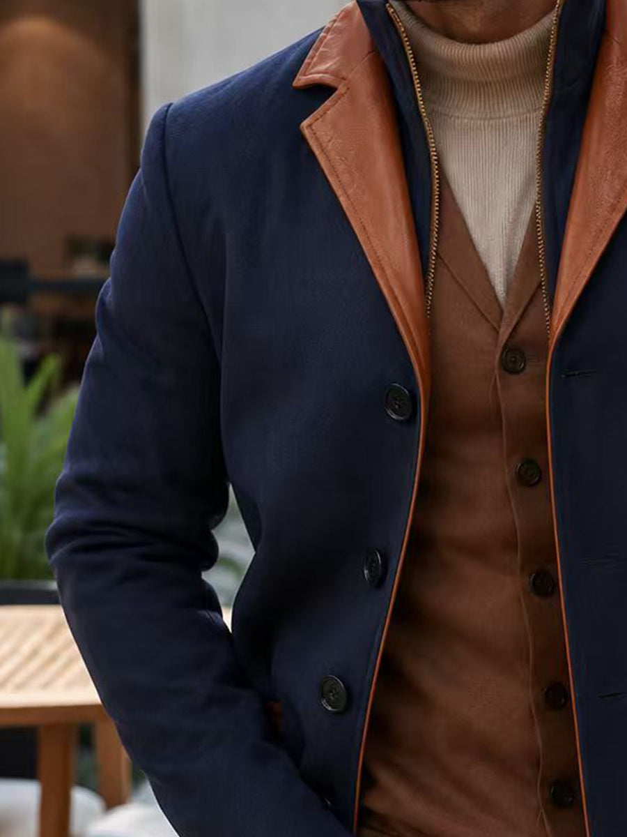 Manteau, tweed, à revers, bleu, photo 13