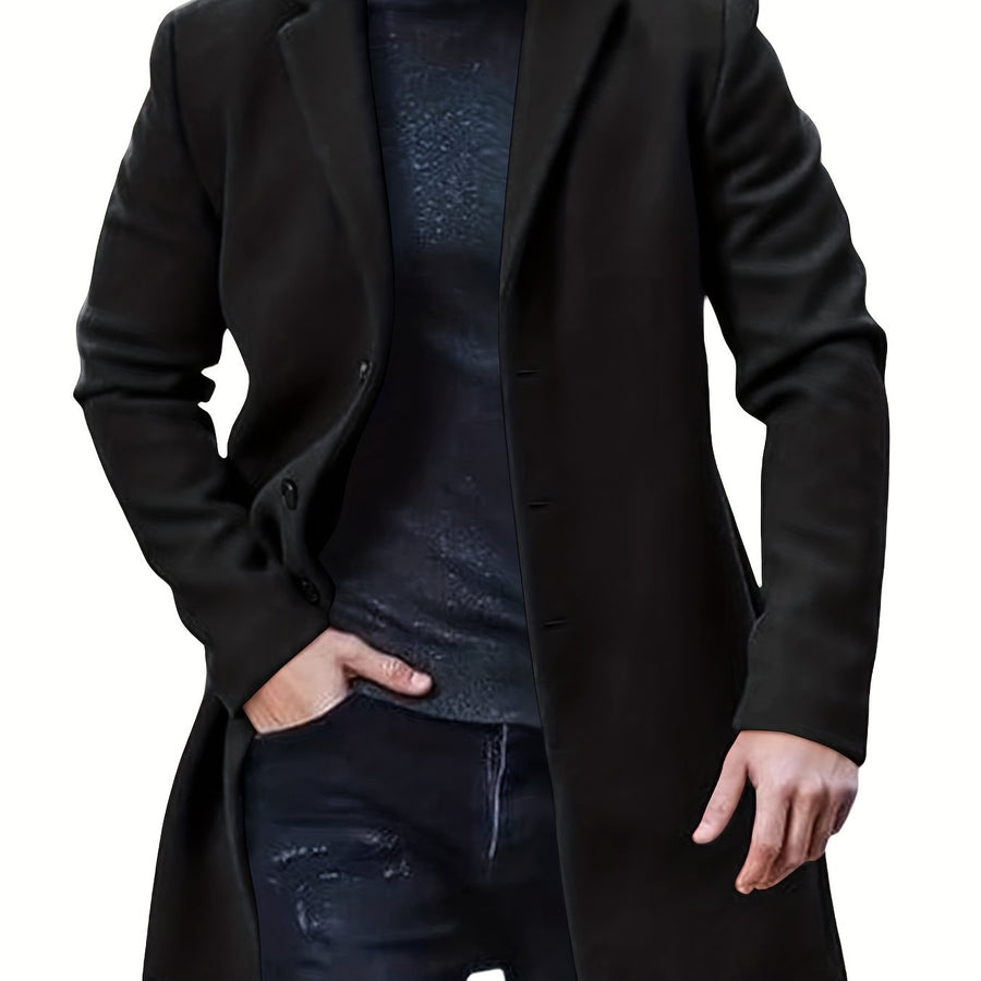 Trench mi-long, à revers, brun jaunâtre, coloris noir
