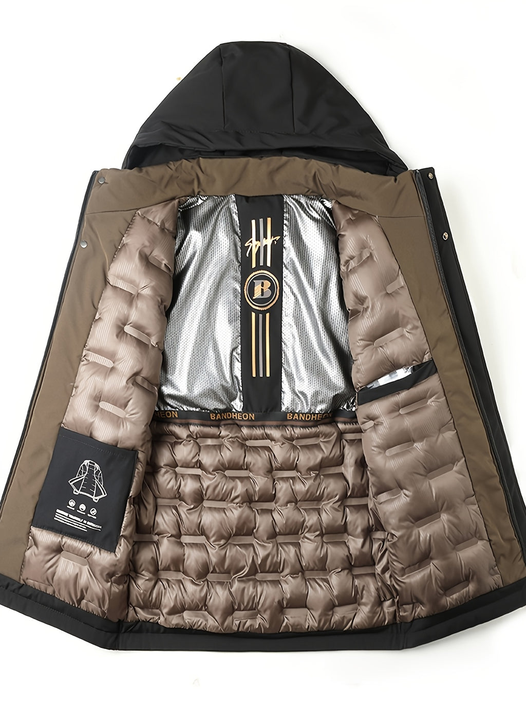 Manteau matelassé long pour homme, coupe-vent, à capuche
