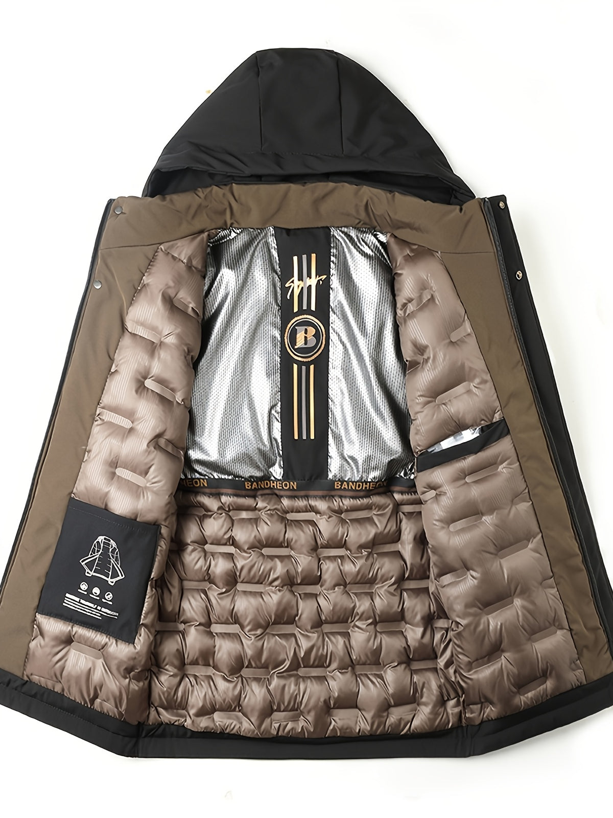 Manteau matelassé long pour homme, coupe-vent, à capuche